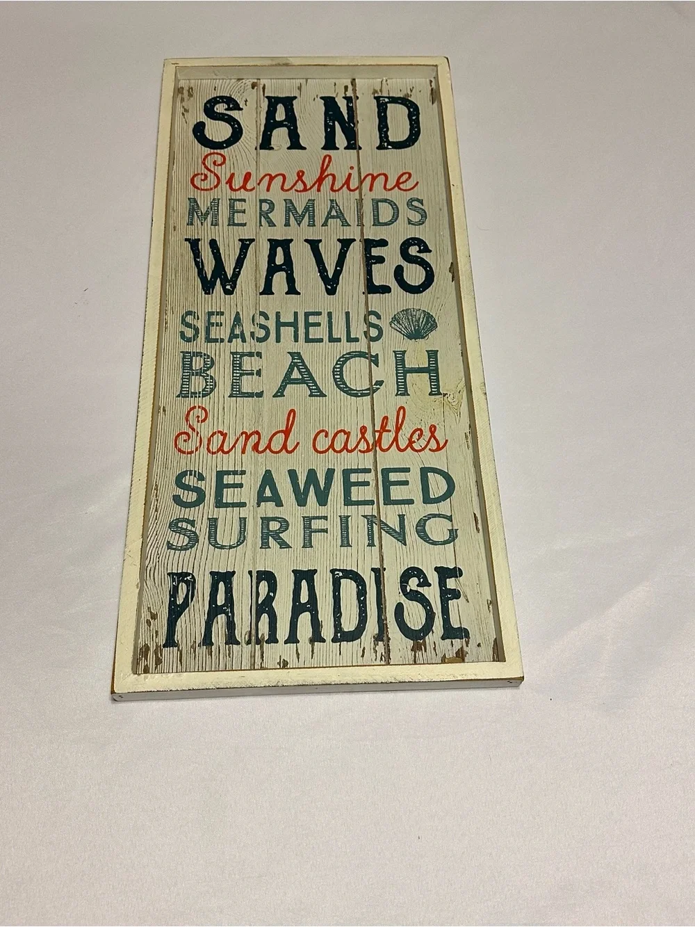 Beach/Coastal Word Art Sign in Blue and Coral